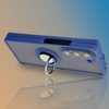 Etui z uchwytem na palec Bizon Case Hybrid Ring do Galaxy Z Fold6, przydymione z granatową ramką