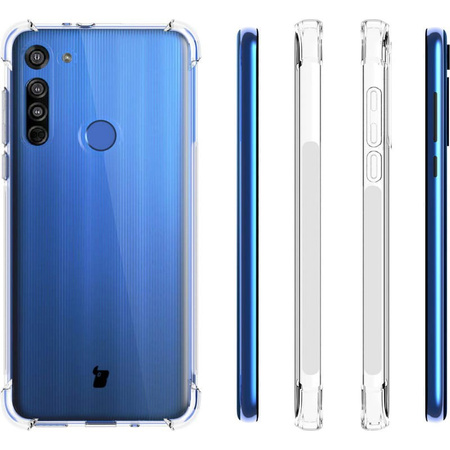 Etui + 2x szkło + obiektyw Bizon Case Clear Pack Moto G8, przezroczyste