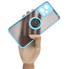 Etui z uchwytem na palec Bizon Case Hybrid Ring do Xiaomi Poco X5 / Redmi Note 12 5G, przydymione z jasnoniebieską ramką
