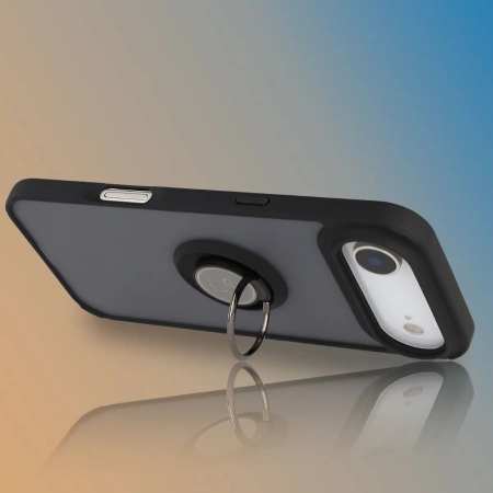 Etui z uchwytem na palec Bizon Case Hybrid Ring do iPhone Air, przydymione z czarną ramką