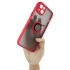 Etui z uchwytem na palec Bizon Case Hybrid Ring do iPhone 14 Plus, przydymione z czerwoną ramką