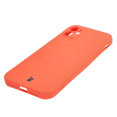 Etui silikonowe z pierścieniem magnetycznym Bizon Case Silicone Magnetic do iPhone 11, marchewkowe