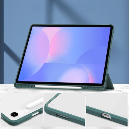 Etui z klapką Bizon Case Tab Clear Matt do Galaxy Tab S10 FE Plus, ciemnozielone