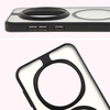 Etui z pierścieniem magnetycznym Bizon Case MatteO do Honor Magic7 Pro, półprzezroczyste z czarną ramką