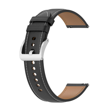 Pasek skórzany do smartwatcha, Bizon Strap Watch Casual, Quick Release 22 mm, czarny