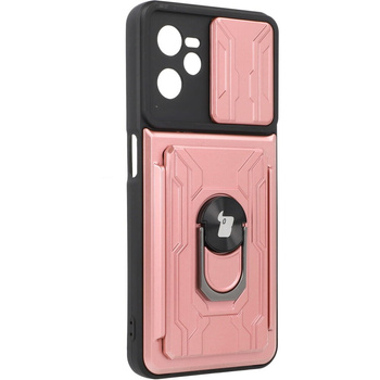 Etui Bizon Case Camshield Card Slot Ring do Realme C35, jasnoróżowe