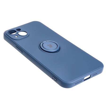 Etui Bizon Case Silicone Ring Sq do iPhone 15 Plus, granatowe