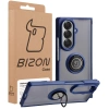 Etui z uchwytem na palec Bizon Case Hybrid Ring do Galaxy Z Fold7, przydymione z ciemnoniebieską ramką