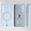 Silikonowe etui z pierścieniem magnetycznym Bizon Soft Case Magnetic do Galaxy S25, błękitne