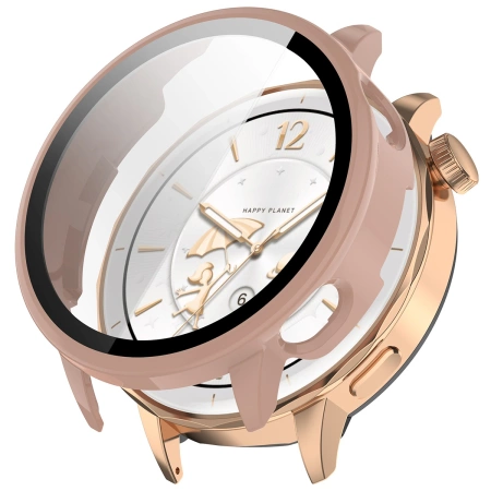 Etui ze szkłem do zegarka Bizon Case+Glass Watch do OnePlus Watch 3 43 mm, różowe