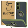 Etui z uchwytem na palec Bizon Case Hybrid Ring do Oppo A78 5G, przydymione z zieloną ramką