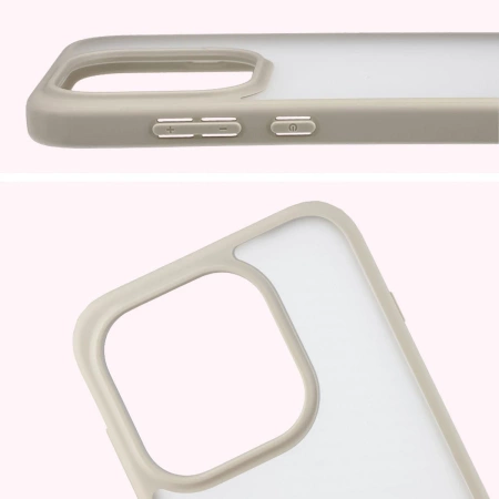 Etui Bizon Case Angelo do OnePlus 15, półprzezroczyste z beżową ramką