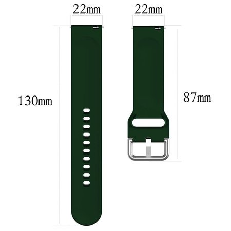 Pasek silikonowy do smartwatcha, Bizon Strap Watch Silicone Pro N, Quick Release 22 mm, ciemnozielony