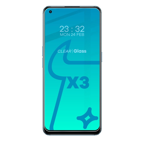 3x Szkło hartowane + szybka na aparat Bizon Glass Clear Pack do Realme 9 4G / Realme 9 Pro+