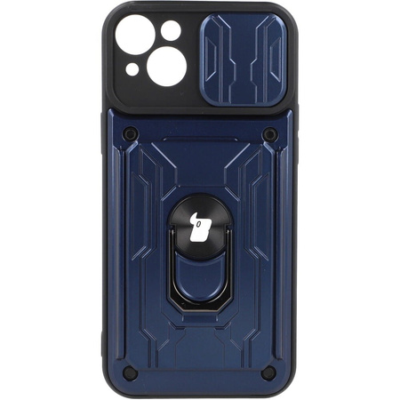Etui Bizon Case Camshield Card Slot Ring do iPhone 14 Plus, granatowe