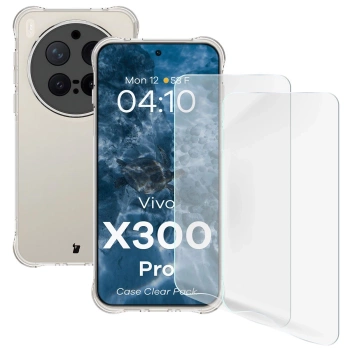 Elastyczne etui + 2x folia na ekran Bizon Case Clear Pack do Vivo X300 Pro