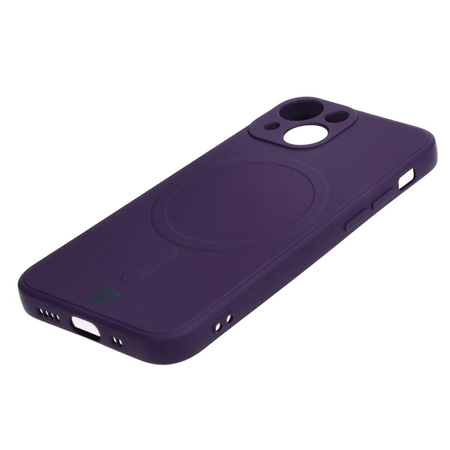 Etui Bizon Case Silicone Magnetic Sq do iPhone 13 Mini, śliwkowe