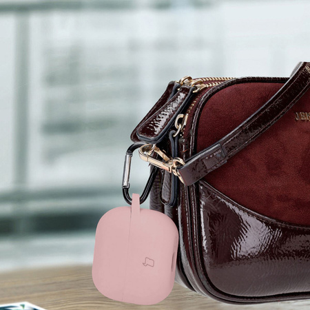 Silikonowe etui z karabińczykiem Bizon Case Headphone Silicone do Galaxy Buds 3/3 Pro/3 FE, jasnoróżowe
