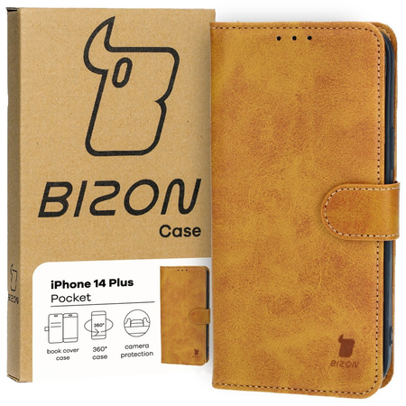 Etui z klapką Bizon Case Pocket do iPhone 14 Plus, brązowe