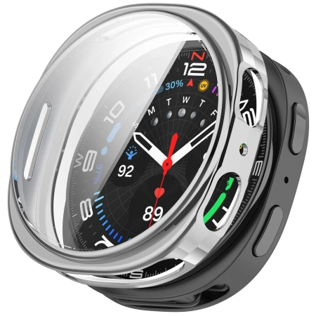Etui z osłoną ekranu Bizon Case Watch Felipe do Galaxy Watch 8 40 mm, srebrne