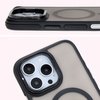 Etui z podstawką i pierścieniem magnetycznym Bizon Case Eclipse do iPhone 16 Pro,  przydymione z czarną ramką