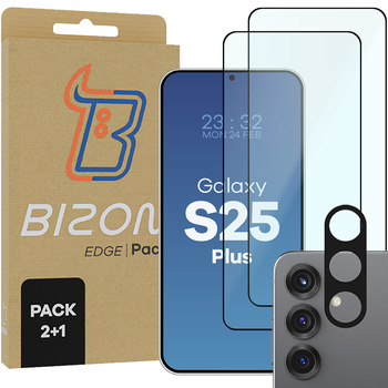 2x Szkło + szybka na aparat Bizon Edge 2 Pack do Galaxy S25 Plus