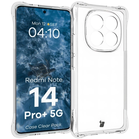 Elastyczne etui + 2x folia na ekran Bizon Case Clear Pack do Xiaomi Redmi Note 14 Pro Plus 5G
