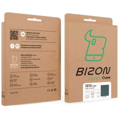 Etui z klapką Bizon Case Tab Lizard do Galaxy Tab A11 Plus / A9 Plus, ciemnozielone