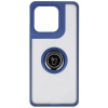 Etui z uchwytem na palec Bizon Case Hybrid Ring do Motorola Edge 60 Pro, przydymione z granatową ramką