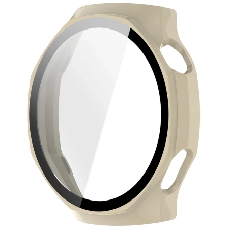 Etui ze szkłem do zegarka Bizon Case+Glass Watch do Huawei Watch GT6 Pro 46 mm, beżowe