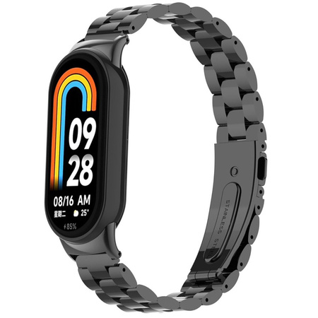 Pasek ze stali nierdzewnej Bizon Strap Watch Aura do Xiaomi Smart Band 10 / 9 / 9 NFC / 8, czarny
