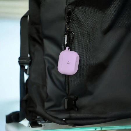 Silikonowe etui z karabińczykiem Bizon Case Headphone Silicone do AirPods Pro 3, liliowe