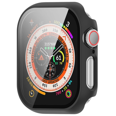 Etui ze szkłem do zegarka Bizon Case+Glass Watch do Apple Watch 11 / 10 42mm, czarne