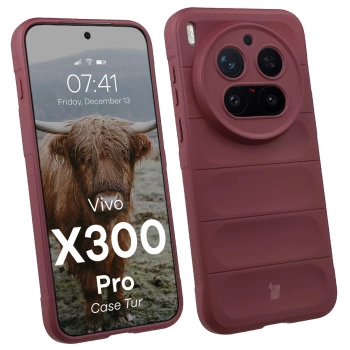 Pancerne etui Bizon Case Tur do Vivo X300 Pro, burgundowe