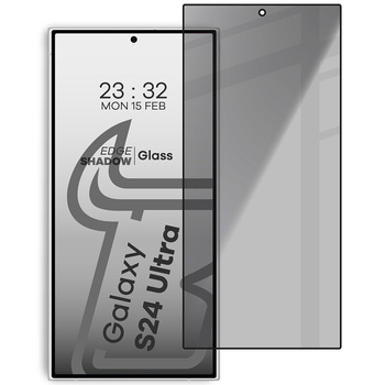 Prywatyzujące szkło hartowane Bizon Glass Edge Shadow do Samsung Galaxy S24 Ultra, przyciemniane z czarną ramką