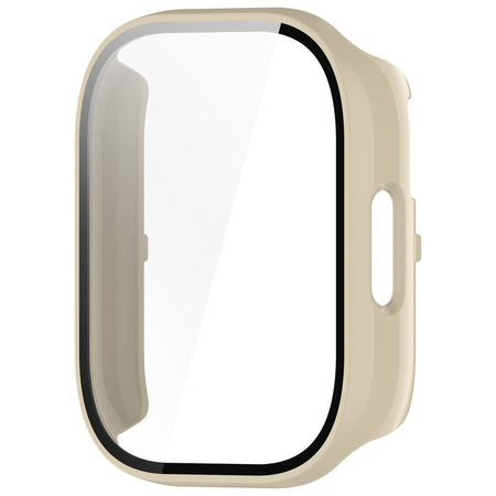 Etui ze szkłem do zegarka Bizon Case+Glass Watch do Xiaomi Redmi Watch 5 Active, beżowe