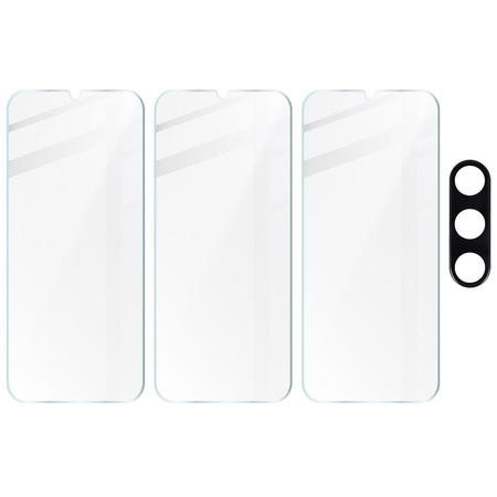 3x Szkło hartowane + szybka na aparat Bizon Glass Clear 2 Pack do Galaxy A14 4G/5G, M14