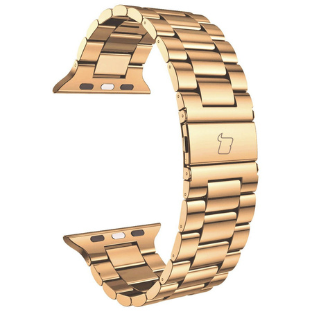 Pasek ze stali nierdzewnej Bizon Strap Watch Aura do Apple Watch 44/45/46/49 mm, różowozłoty