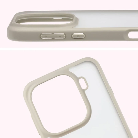 Etui Bizon Case Angelo do Oppo Find X9 Pro, półprzezroczyste z beżową ramką