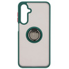 Etui z uchwytem na palec Bizon Case Hybrid Ring do Galaxy A16 4G/5G, przydymione z ciemnozieloną ramką