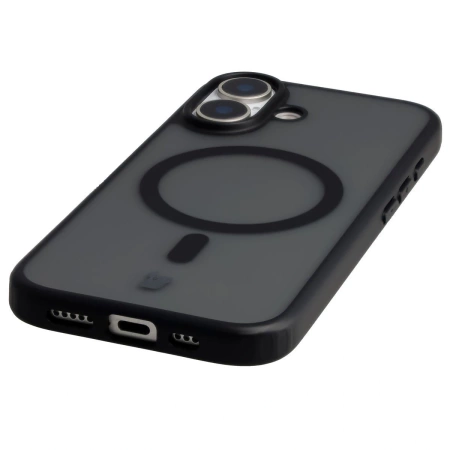 Etui z pierścieniem magnetycznym Bizon Case MatteO do iPhone 17, przydymione-czarne