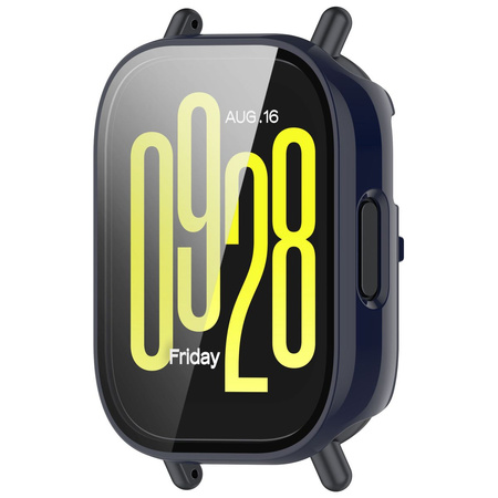 Etui ze szkłem do zegarka Bizon Case+Glass Watch do Xiaomi Redmi Watch 5 Active, niebieskie