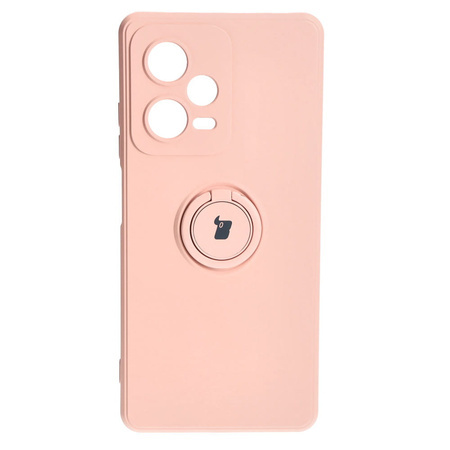 Etui Bizon Case Silicone Ring Sq do Xiaomi Redmi Note 12 Pro Plus 5G, jasnoróżowe