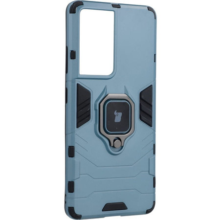 Etui Bizon Case Armor Ring do Galaxy S21 Ultra, niebieskie