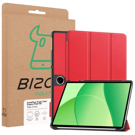 Etui z klapką Bizon Case Tab Croc do OnePlus Pad Lite / Oppo Pad SE, czerwone