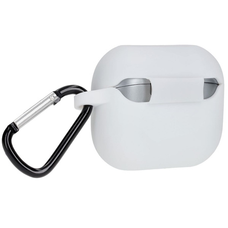 Silikonowe etui z karabińczykiem Bizon Case Headphone Silicone do Galaxy Buds 3/3 Pro/3 FE, białe
