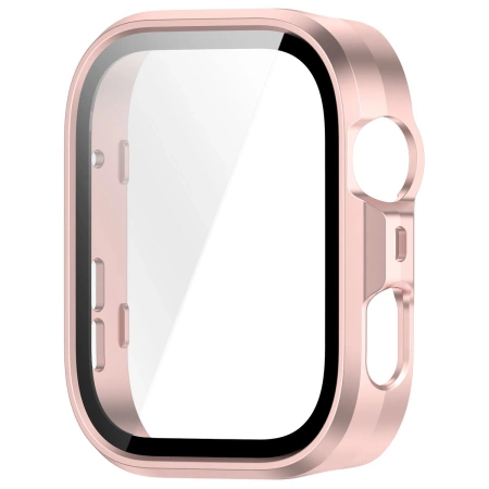 Etui ze szkłem do zegarka Bizon Case+Glass Watch do Huawei Watch Fit 4 Pro, satynowo różowe