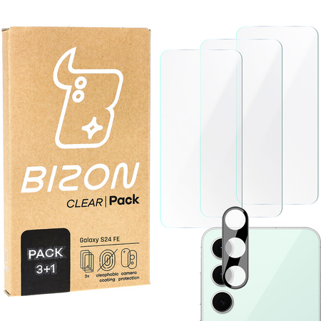 3x Szkło + szybka na aparat Bizon Clear 2 Pack do Galaxy S24 FE