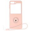 Etui Bizon Case Silicone Ring Sq do Galaxy Z Flip5, jasnoróżowe