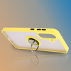 Etui z uchwytem na palec Bizon Case Hybrid Ring do Galaxy A56 5G, przydymione z żółtą ramką